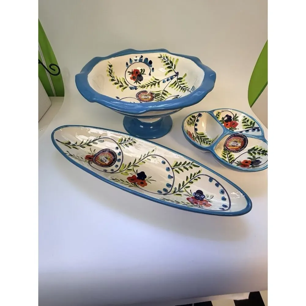 Spanish Pottery Ceramic Dish Hand Painted From Spain Colorful‎ Oval 15.5” Decor